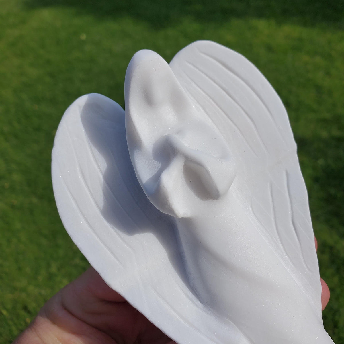 Big White Jade Angel - Brings in Joy, Peace, Calm & Love Energy - 6" White Angel Stone Carving Healing Gemstones Alter Display Home Decor