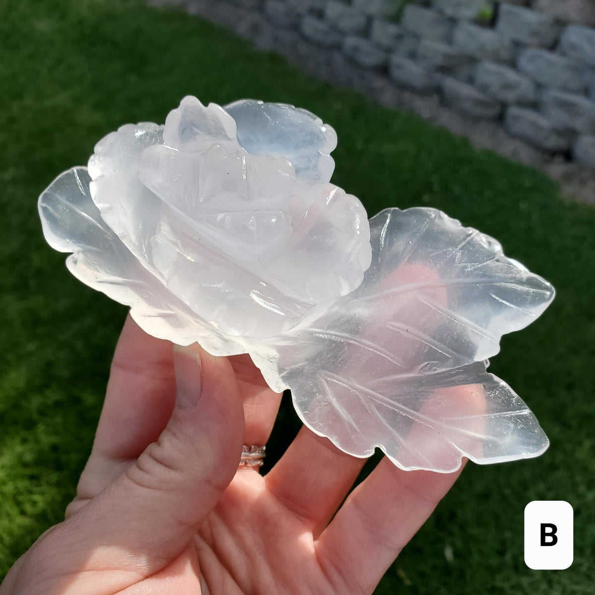 Quartz Rose - Counteracts the Negative, Energizes Positive Energy - White Quartz Rose Carving Crystal Flower Healing Stone Statement