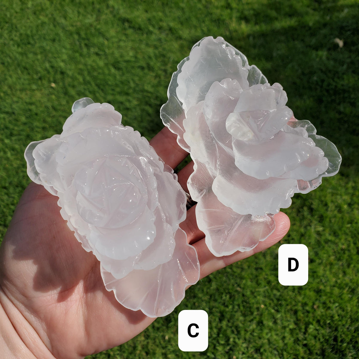 Quartz Rose - Counteracts the Negative, Energizes Positive Energy - White Quartz Rose Carving Crystal Flower Healing Stone Statement