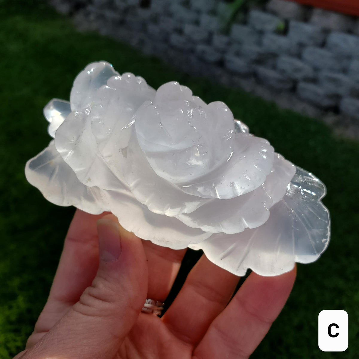 Quartz Rose - Counteracts the Negative, Energizes Positive Energy - White Quartz Rose Carving Crystal Flower Healing Stone Statement