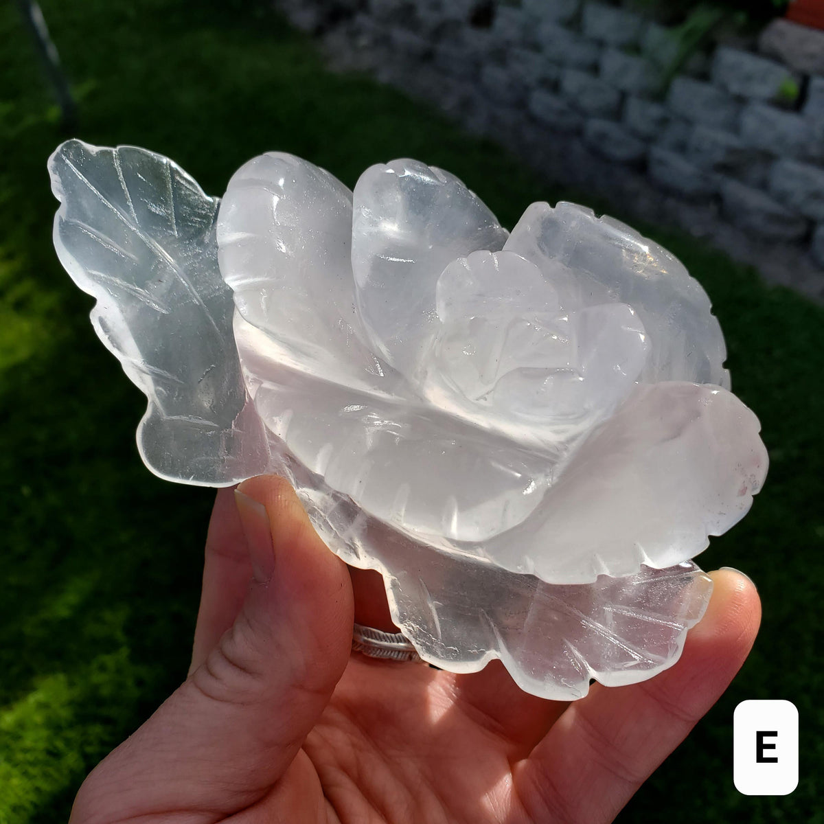 Quartz Rose - Counteracts the Negative, Energizes Positive Energy - White Quartz Rose Carving Crystal Flower Healing Stone Statement