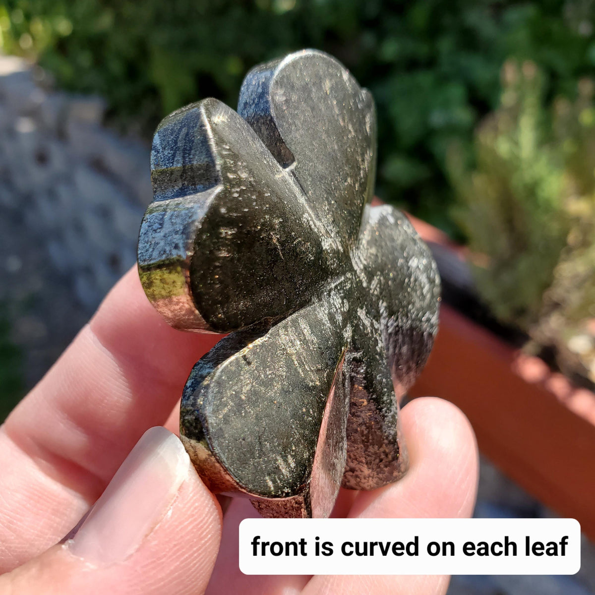 Cute Pyrite Clover - Blocks Negativity, Boost Personal Power, Helps Manifestations - Pyrite Crystal Clover Healing Gemstone