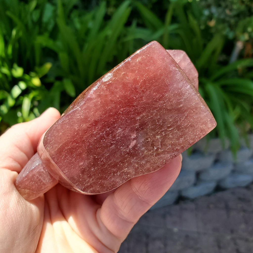 Chunky Strawberry Quartz Unicorn - Universal Love, Gratitude, Generosity, Compassion - Tanzberry Quartz Unicorn Carving Gemstone Statement