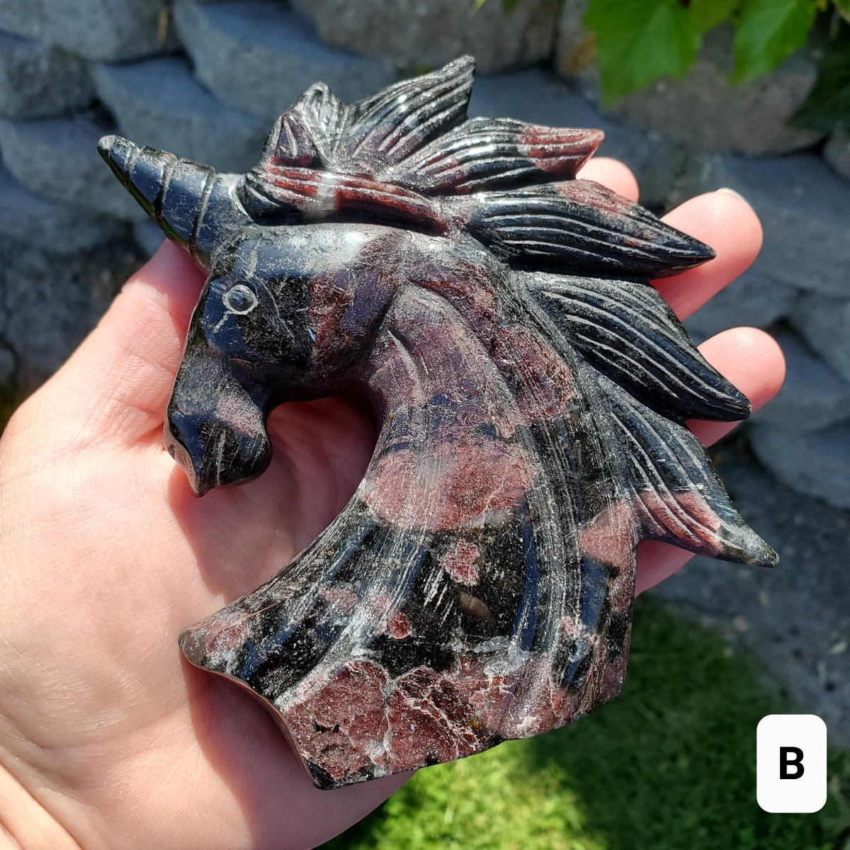 Chunky Garnet Unicorn - Physical Love, Passion, Connected to the Present - Firework Garnet Crystal Unicorn Healing Gemstone Statement