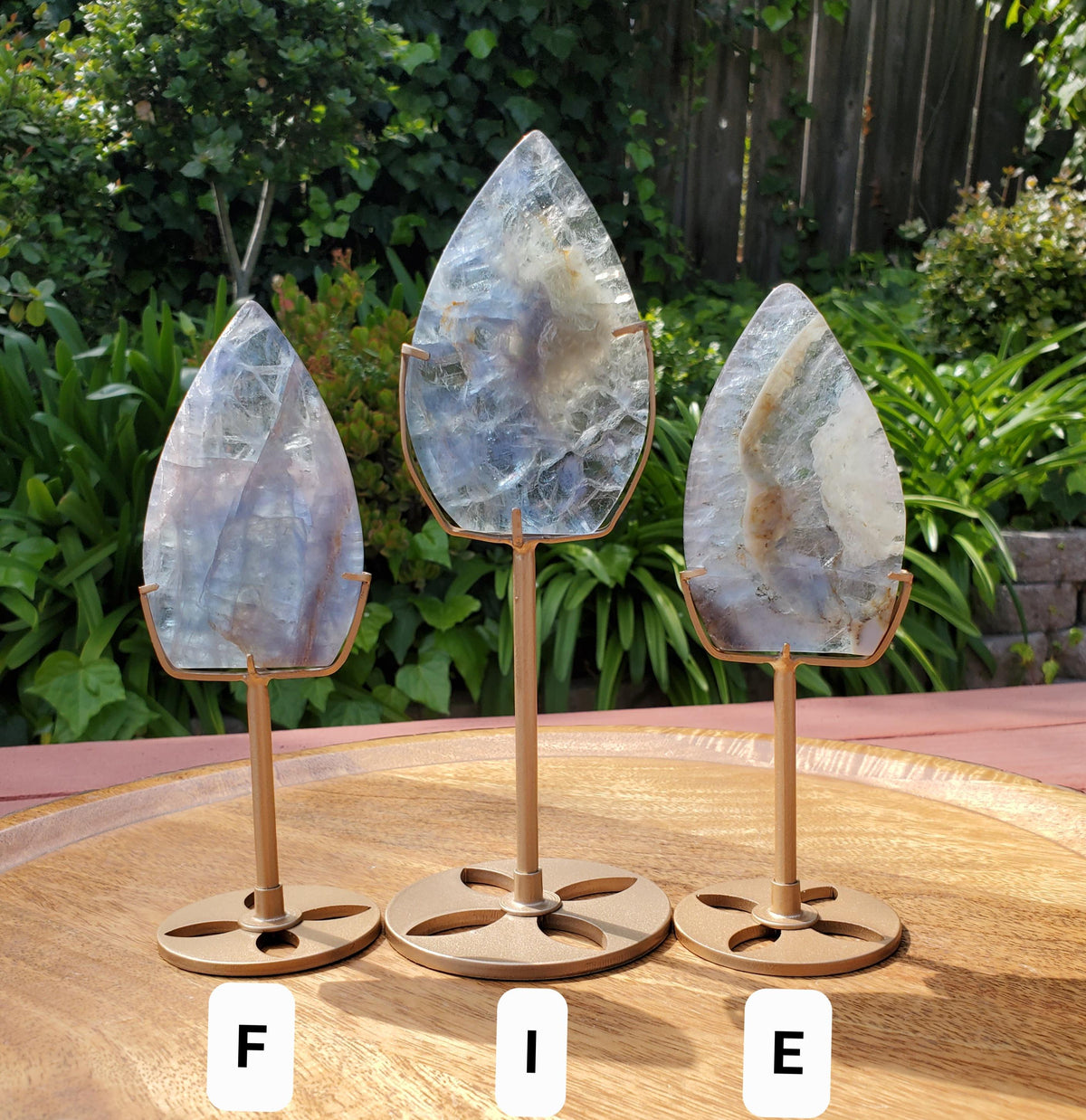 Blue Fluorite Flame on Stand - Mental Clarity, Calm, Emotional Balance, Clears Negativity, Stay Present - Fluorite Crystal Healing Gemstone