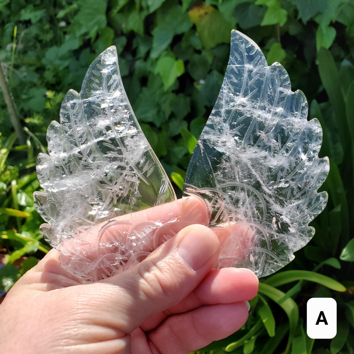 Clear Quartz Angel Wings on Gold Stand - Magnifies Intentions, Energizes Positive, Transmutes Negativity - Quartz Wings Crystal Statement