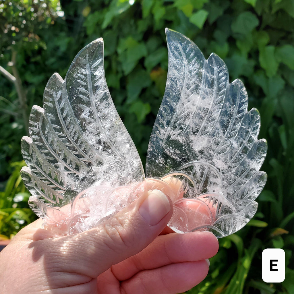 Clear Quartz Angel Wings on Gold Stand - Magnifies Intentions, Energizes Positive, Transmutes Negativity - Quartz Wings Crystal Statement