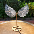 Clear Quartz Angel Wings on Gold Stand - Magnifies Intentions, Energizes Positive, Transmutes Negativity - Quartz Wings Crystal Statement