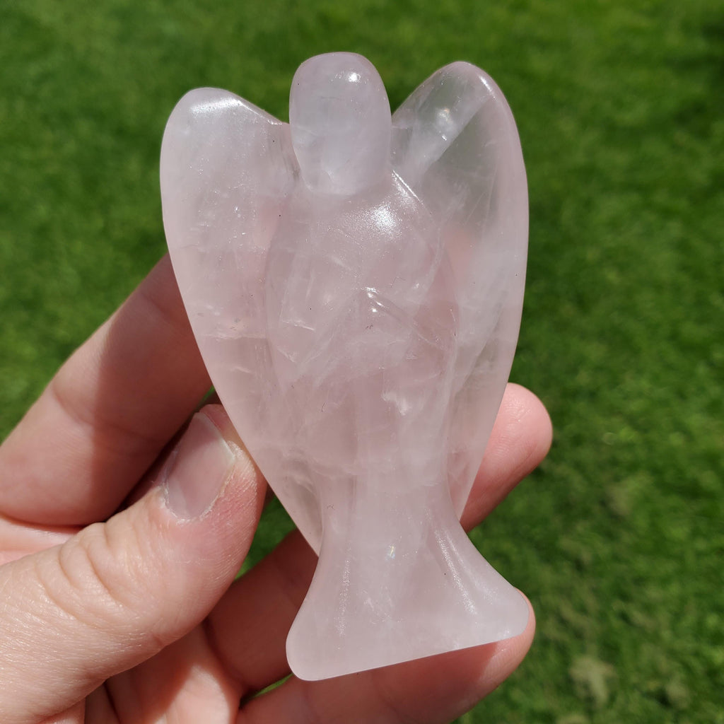 3" Standing Rose Quartz Angel - Unconditional Love, Compassion, Forgiveness, Kindness - Pink Crystal Angel Healing Crystal Gemstone