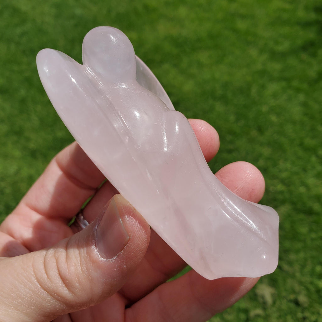 3" Standing Rose Quartz Angel - Unconditional Love, Compassion, Forgiveness, Kindness - Pink Crystal Angel Healing Crystal Gemstone