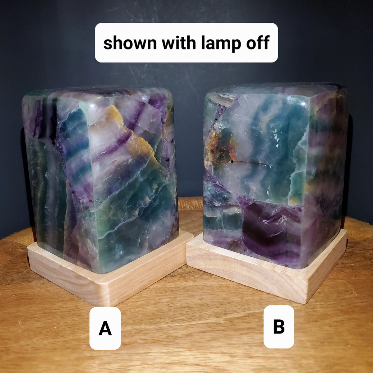 5.5" Beautiful Rainbow Fluorite Lamp - Mental Clarity, Stability, Energetic Protection - Fluorite Accent Light Mood Crystal Lamp Statement