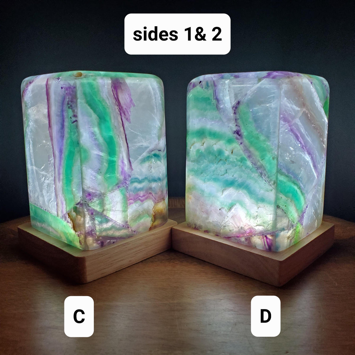 5.5" Beautiful Rainbow Fluorite Lamp - Mental Clarity, Stability, Energetic Protection - Fluorite Accent Light Mood Crystal Lamp Statement