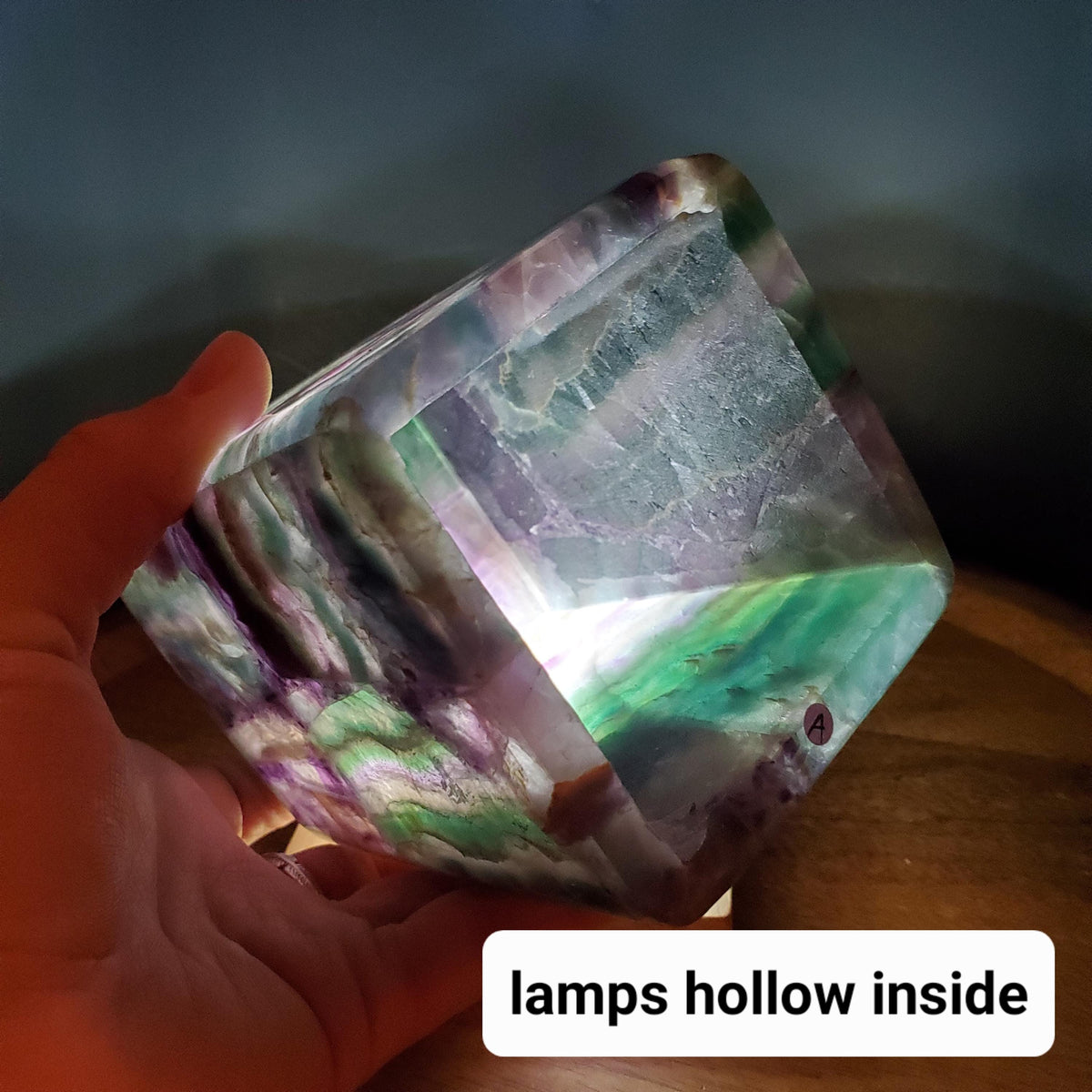 5.5" Beautiful Rainbow Fluorite Lamp - Mental Clarity, Stability, Energetic Protection - Fluorite Accent Light Mood Crystal Lamp Statement
