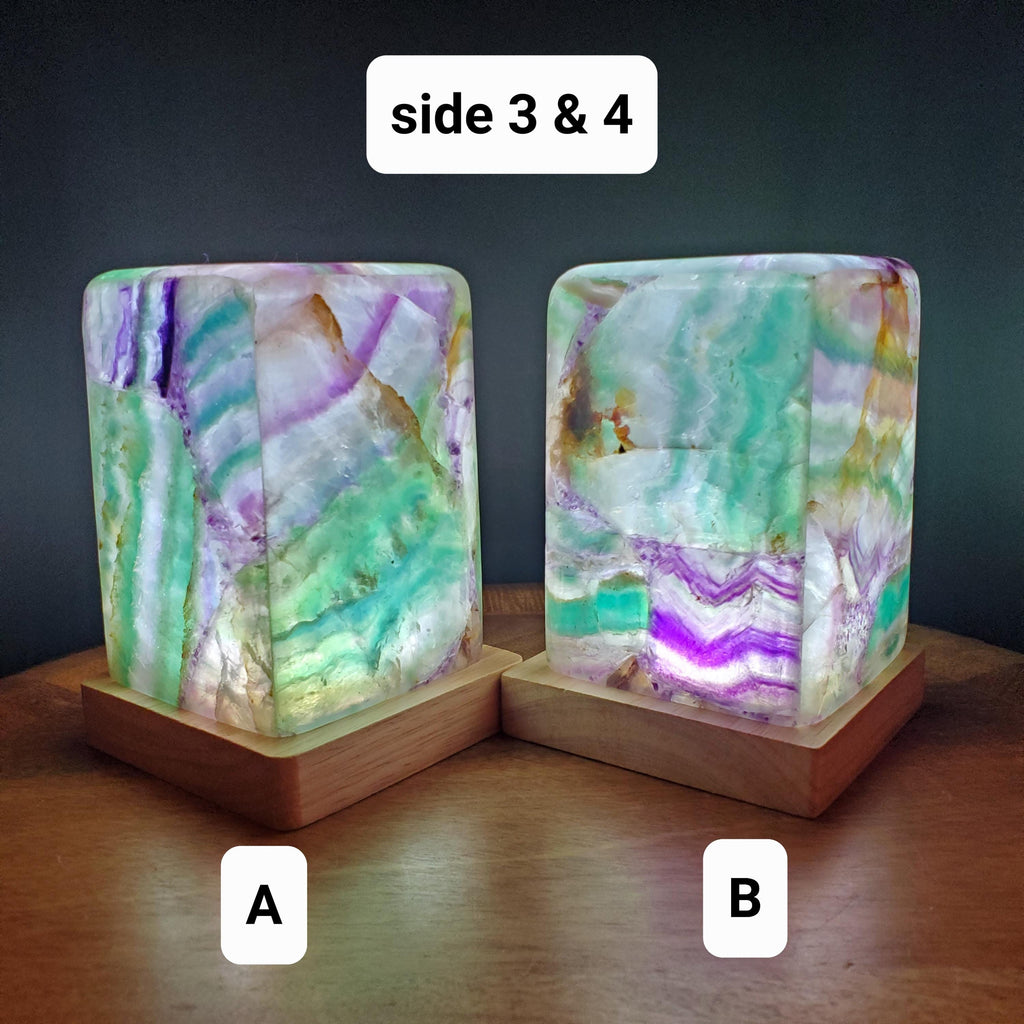 5.5" Beautiful Rainbow Fluorite Lamp - Mental Clarity, Stability, Energetic Protection - Fluorite Accent Light Mood Crystal Lamp Statement
