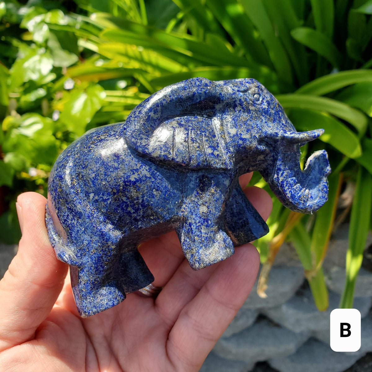 Chunky Lapis Lazuli Elephant - Speak Your Truth, Communication, Personal Power - Lapiz Lazuli Crystal Elephant Statement Stone Display