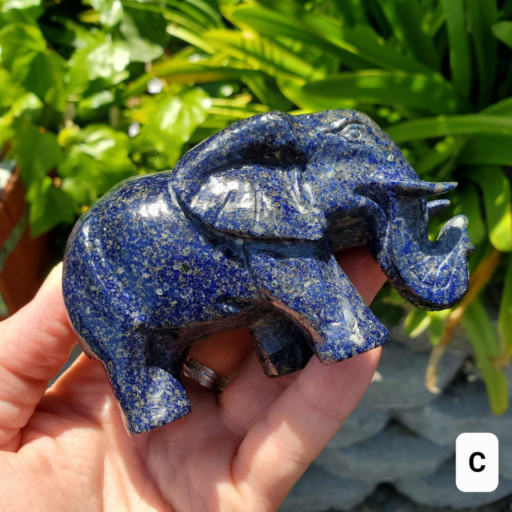 Chunky Lapis Lazuli Elephant - Speak Your Truth, Communication, Personal Power - Lapiz Lazuli Crystal Elephant Statement Stone Display