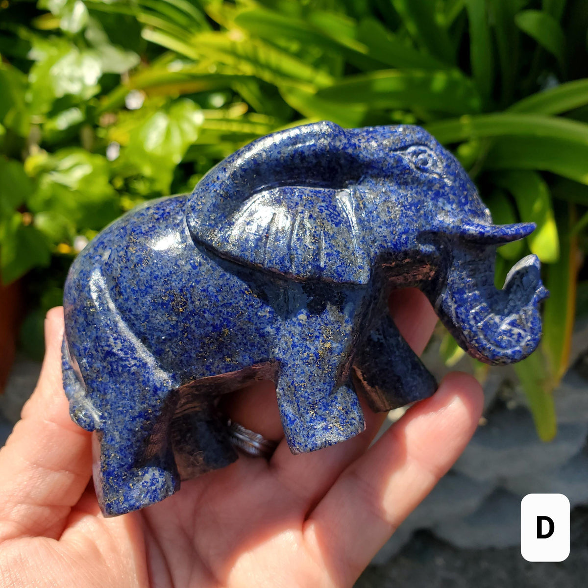 Chunky Lapis Lazuli Elephant - Speak Your Truth, Communication, Personal Power - Lapiz Lazuli Crystal Elephant Statement Stone Display