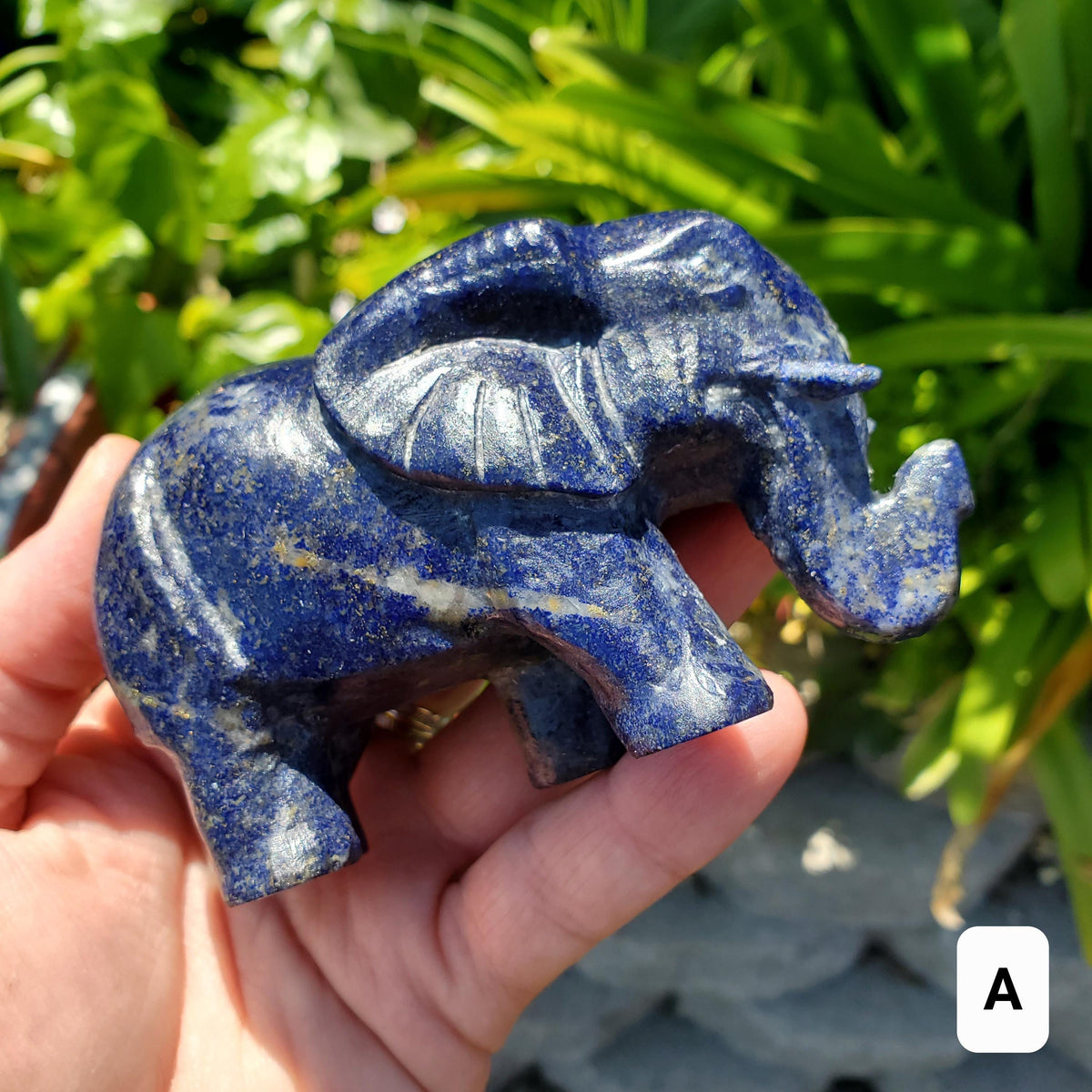 Chunky Lapis Lazuli Elephant - Speak Your Truth, Communication, Personal Power - Lapiz Lazuli Crystal Elephant Statement Stone Display