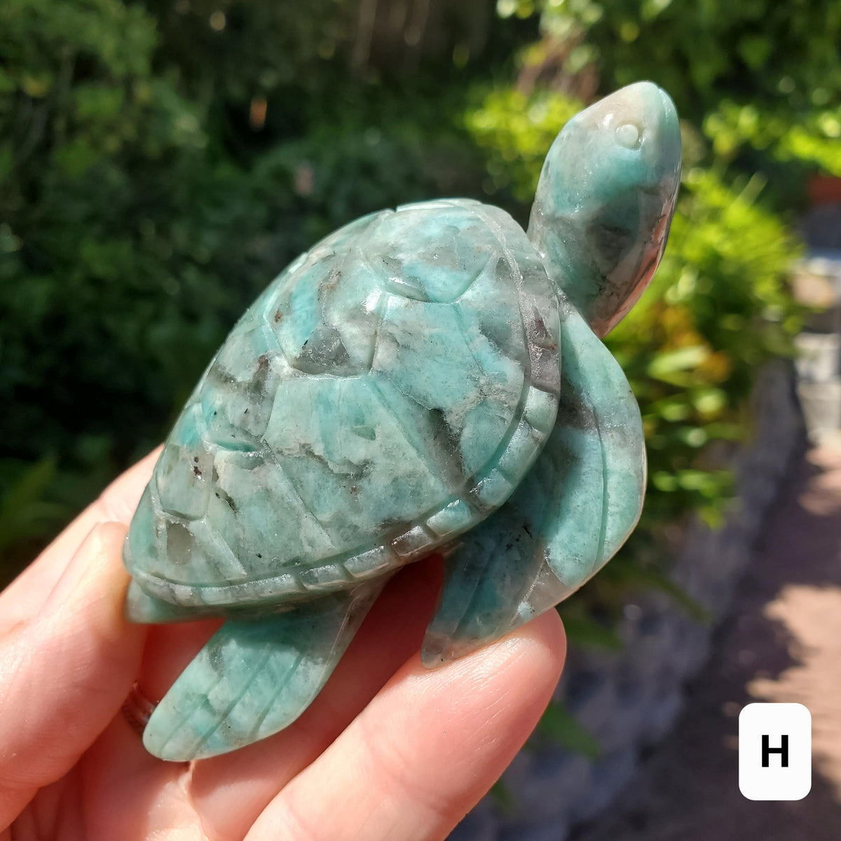 Amazonite Turtle with Smoky Quartz - Calming, Courage, Truth, Compassion - Amazonite Crystal Turtle Healing Gemstones Sea Life