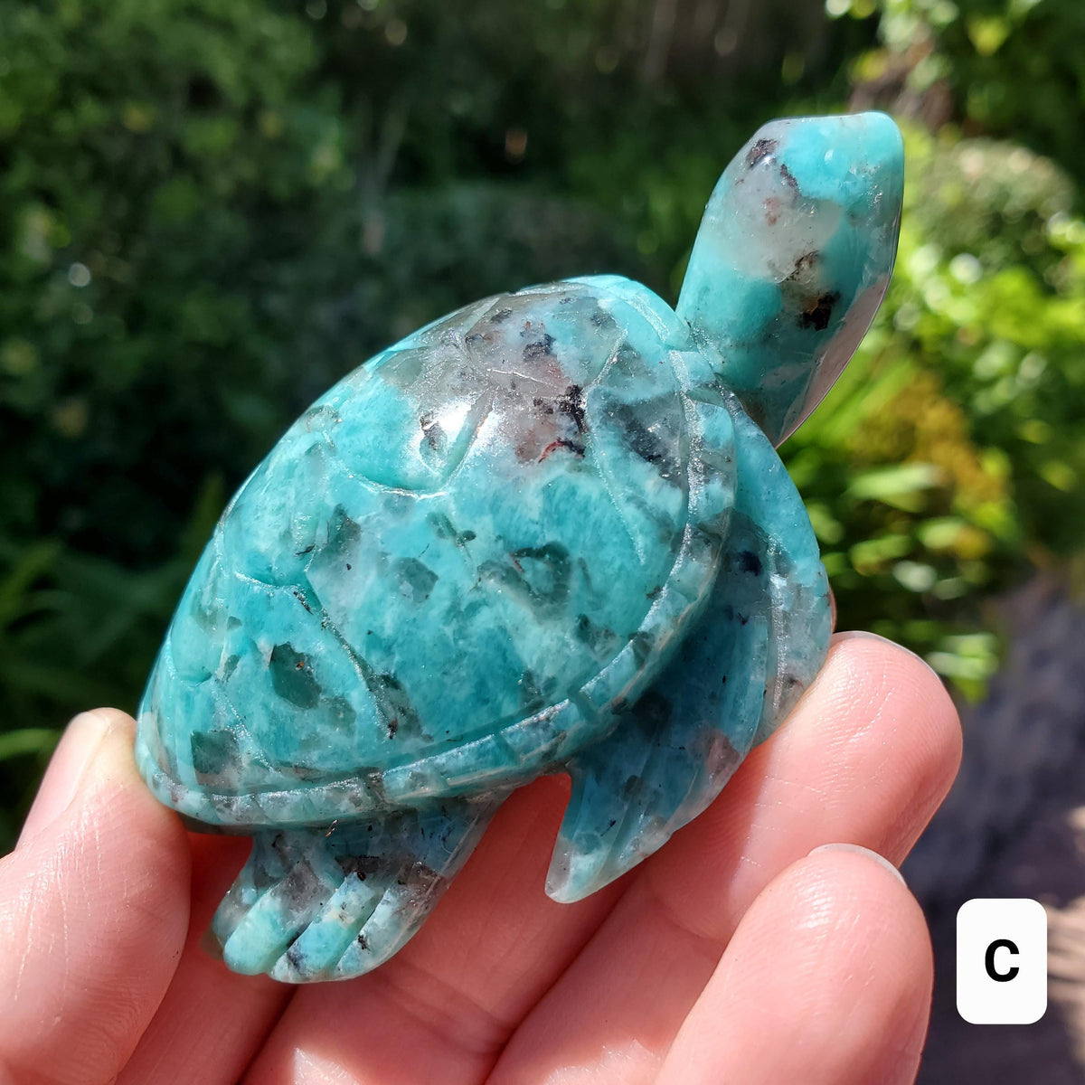 Amazonite Turtle with Smoky Quartz - Calming, Courage, Truth, Compassion - Amazonite Crystal Turtle Healing Gemstones Sea Life