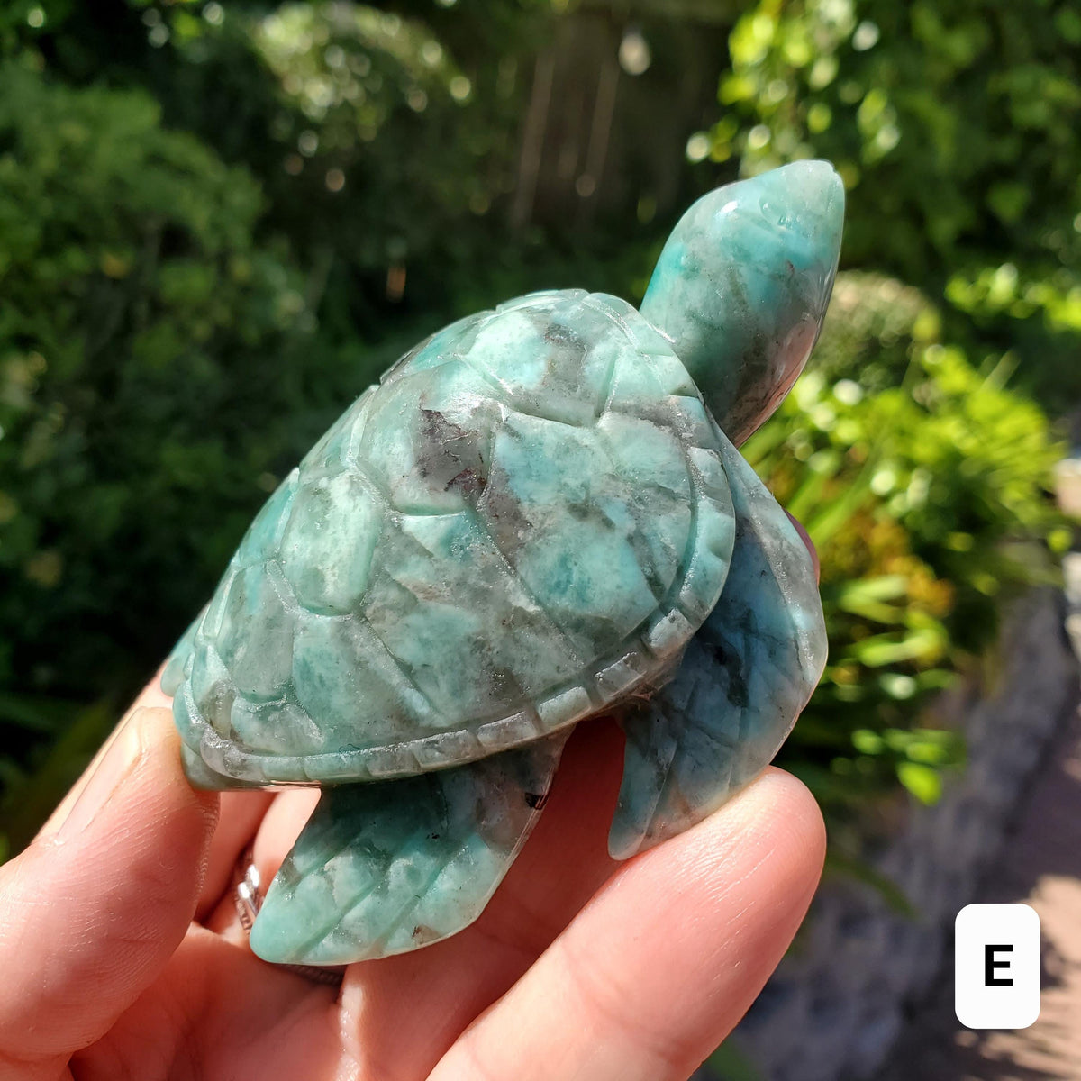 Amazonite Turtle with Smoky Quartz - Calming, Courage, Truth, Compassion - Amazonite Crystal Turtle Healing Gemstones Sea Life
