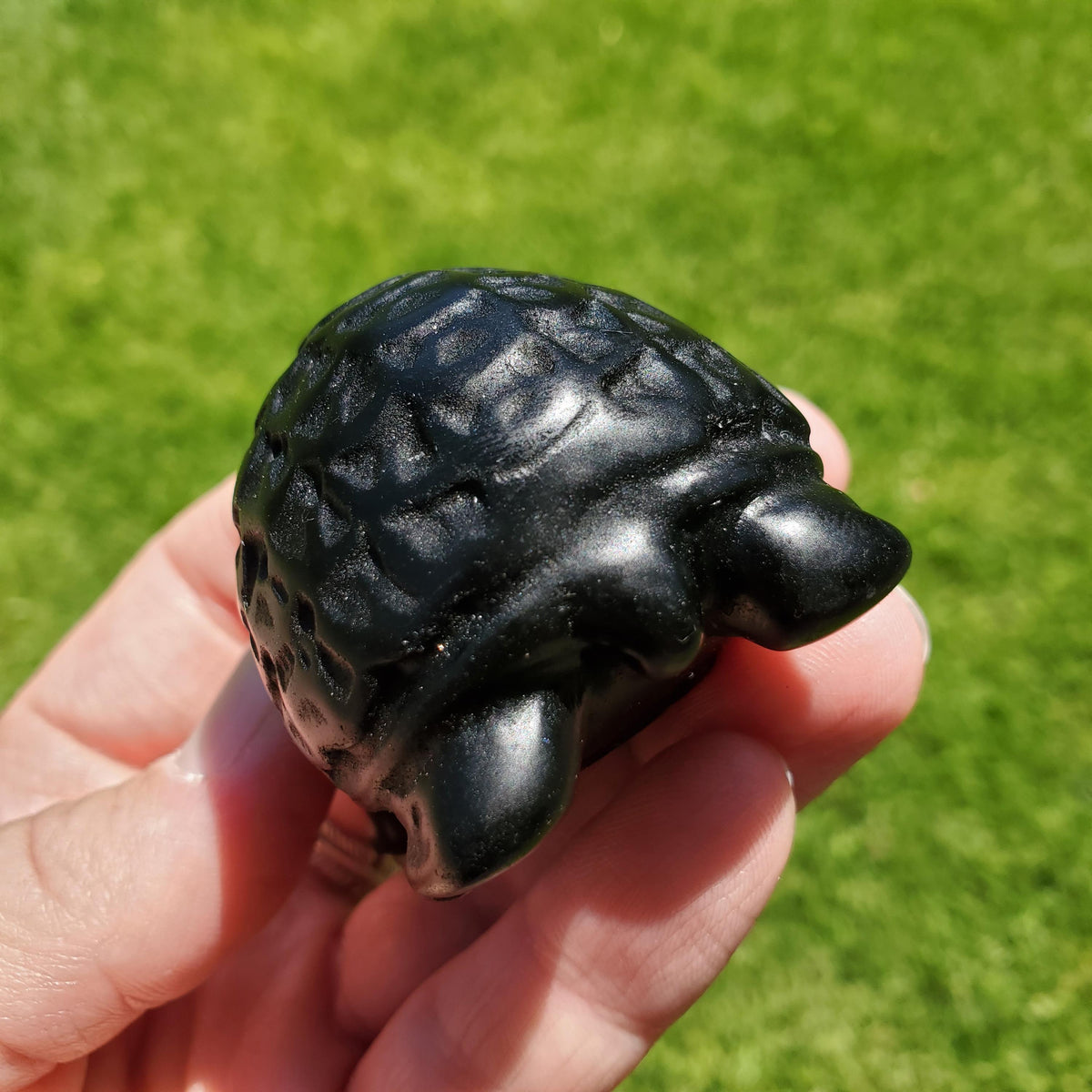 Obsidian Turtle with Feng Shui Coin Design - Self Reflection, Release Negative Energies - Black Tortoise Carving Healing Crystals Gemstones