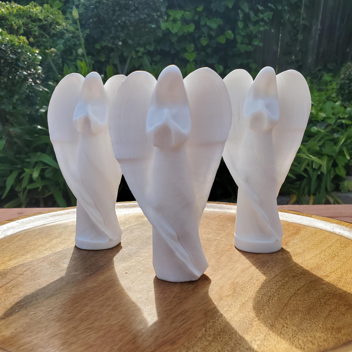 Big White Jade Angel - Brings in Joy, Peace, Calm & Love Energy - 6" White Angel Stone Carving Healing Gemstones Alter Display Home Decor
