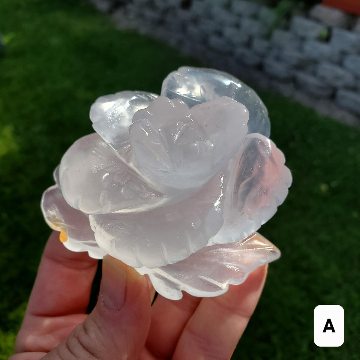 Quartz Rose - Counteracts the Negative, Energizes Positive Energy - White Quartz Rose Carving Crystal Flower Healing Stone Statement
