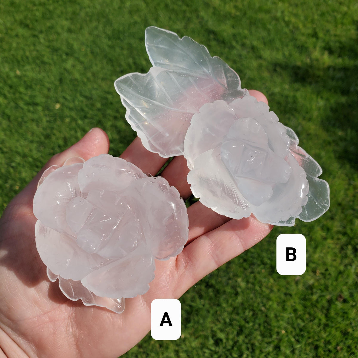 Quartz Rose - Counteracts the Negative, Energizes Positive Energy - White Quartz Rose Carving Crystal Flower Healing Stone Statement