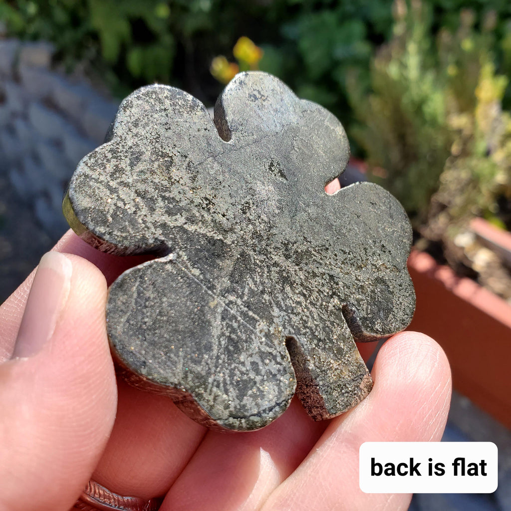 Cute Pyrite Clover - Blocks Negativity, Boost Personal Power, Helps Manifestations - Pyrite Crystal Clover Healing Gemstone