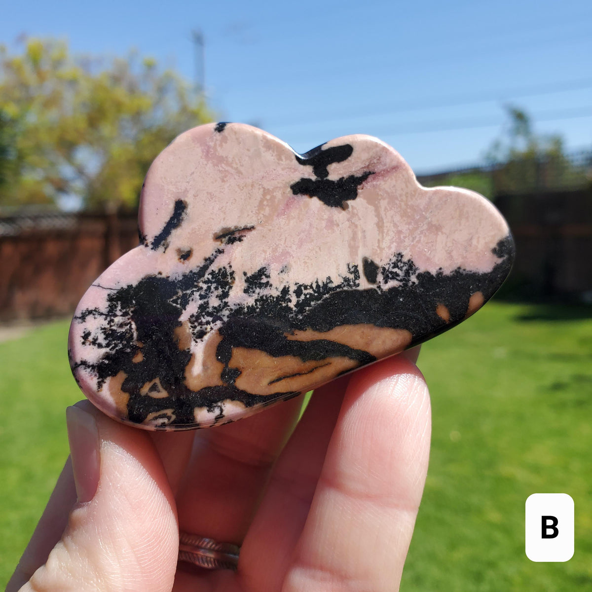 Cute Rhodonite Cloud - Self Love, Balance, Joy, Happiness - Pink and Black Standing Crystal Cloud Healing Gemstones Home Decor Display