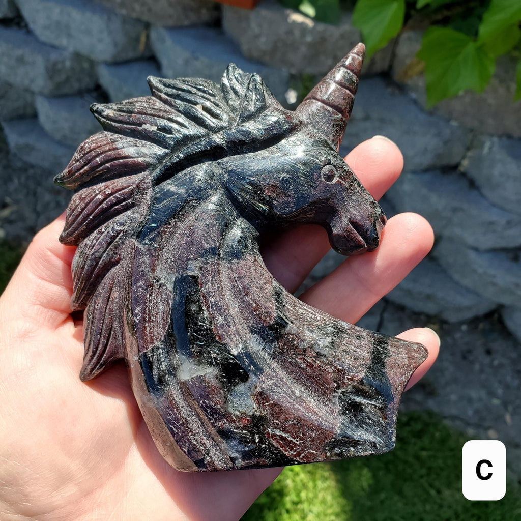 Chunky Garnet Unicorn - Physical Love, Passion, Connected to the Present - Firework Garnet Crystal Unicorn Healing Gemstone Statement
