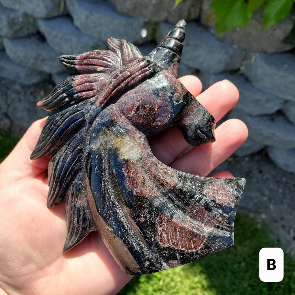 Chunky Garnet Unicorn - Physical Love, Passion, Connected to the Present - Firework Garnet Crystal Unicorn Healing Gemstone Statement