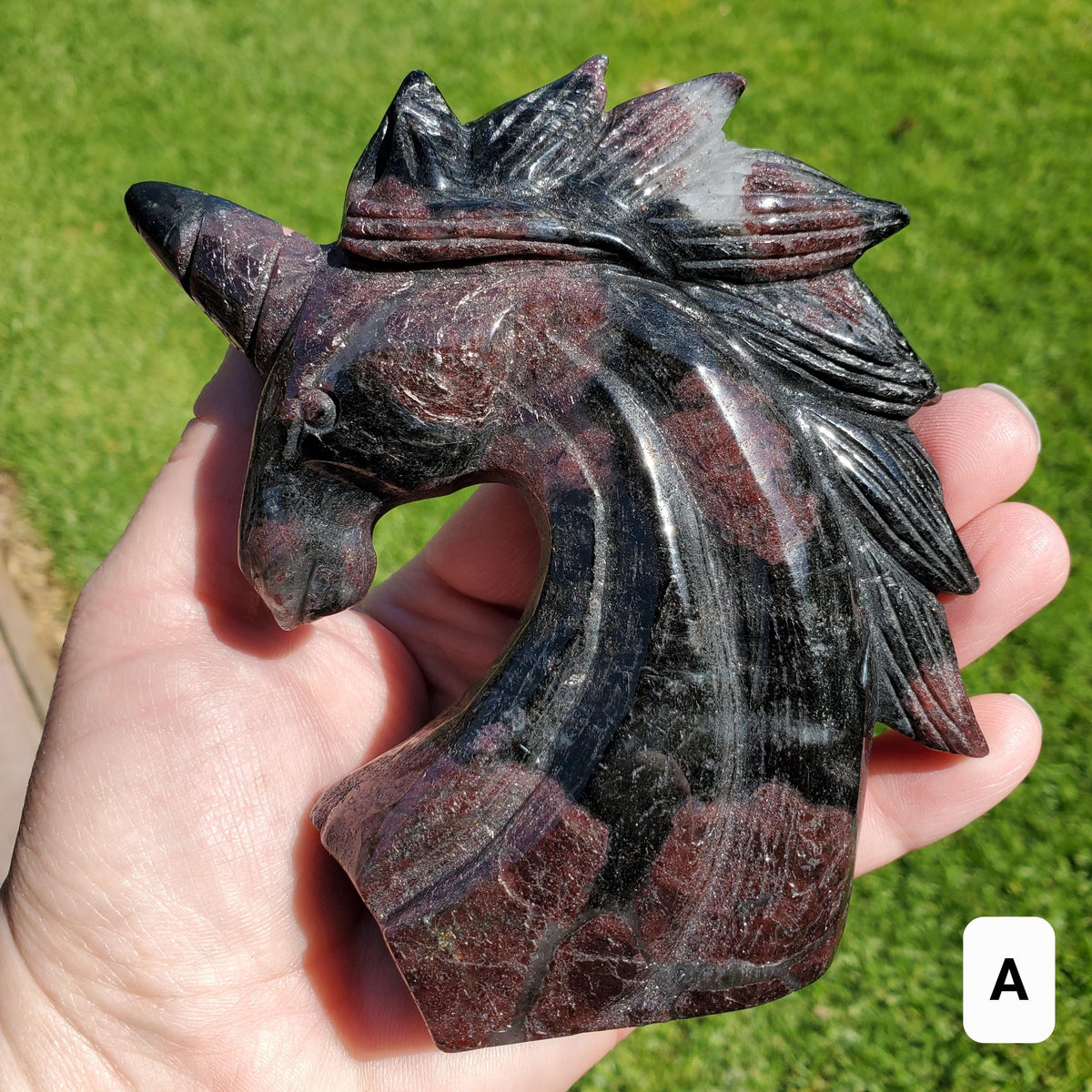 Chunky Garnet Unicorn - Physical Love, Passion, Connected to the Present - Firework Garnet Crystal Unicorn Healing Gemstone Statement