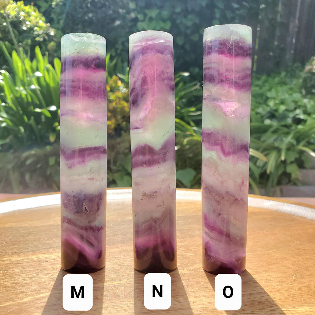 Rainbow Fluorite Harmonizer - Mental Clarity, Balance, Energetic Protection - Cylinder Purple Banded Fluorite Crystal Point Healing Gemstone