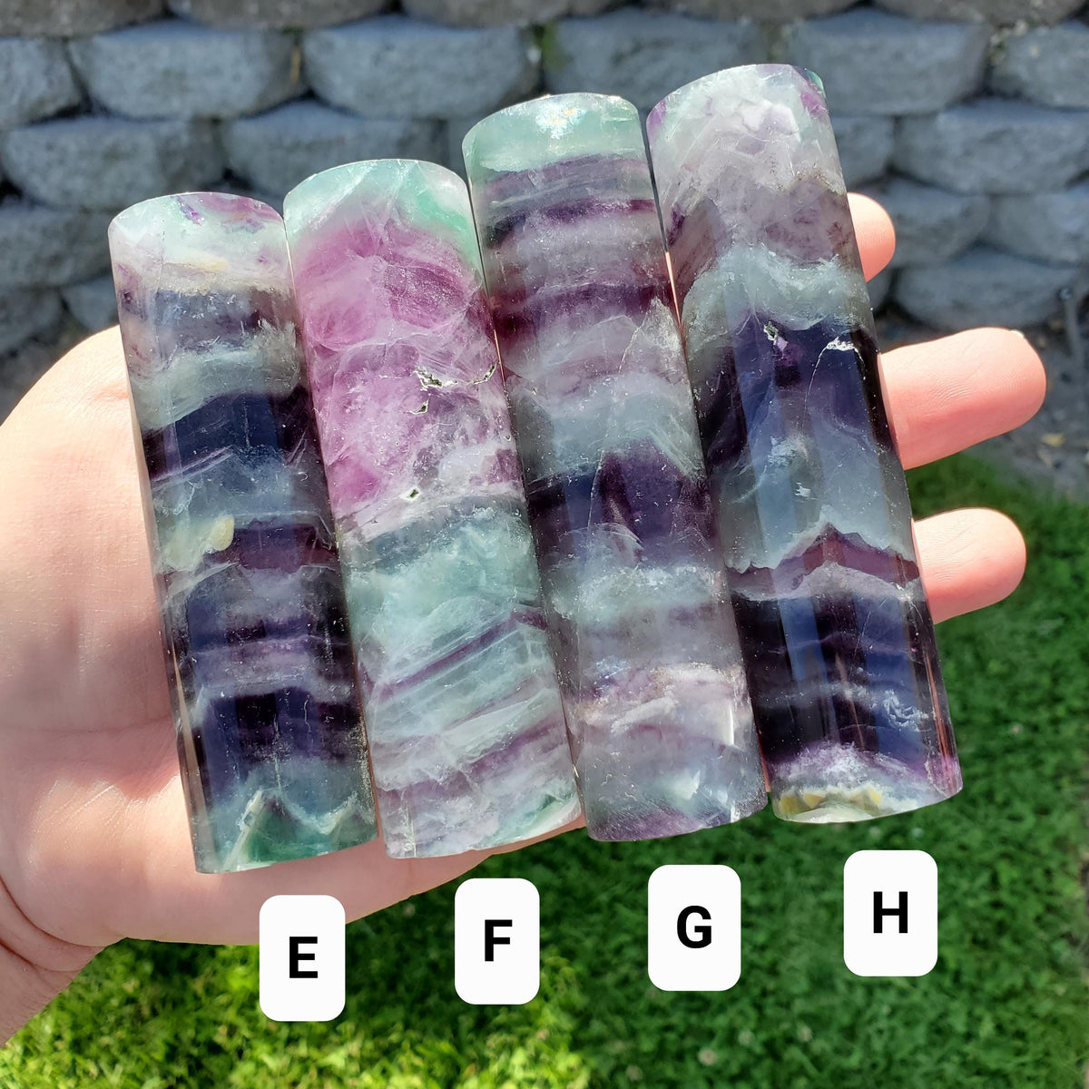 Rainbow Fluorite Harmonizer - Mental Clarity, Balance, Energetic Protection - Cylinder Purple Banded Fluorite Crystal Point Healing Gemstone