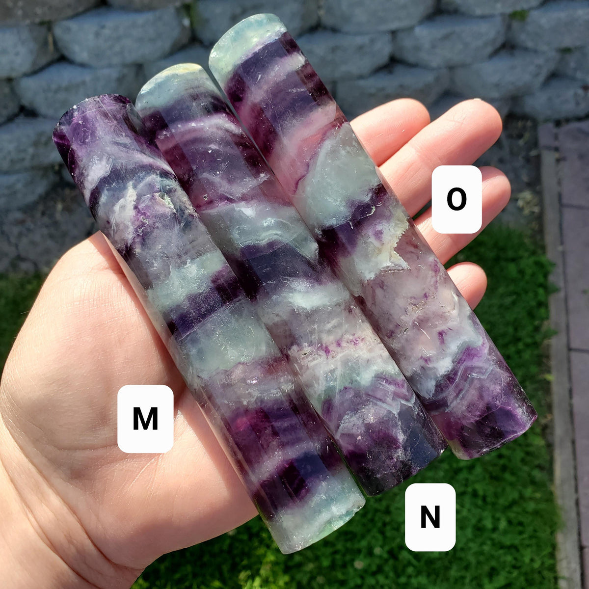 Rainbow Fluorite Harmonizer - Mental Clarity, Balance, Energetic Protection - Cylinder Purple Banded Fluorite Crystal Point Healing Gemstone