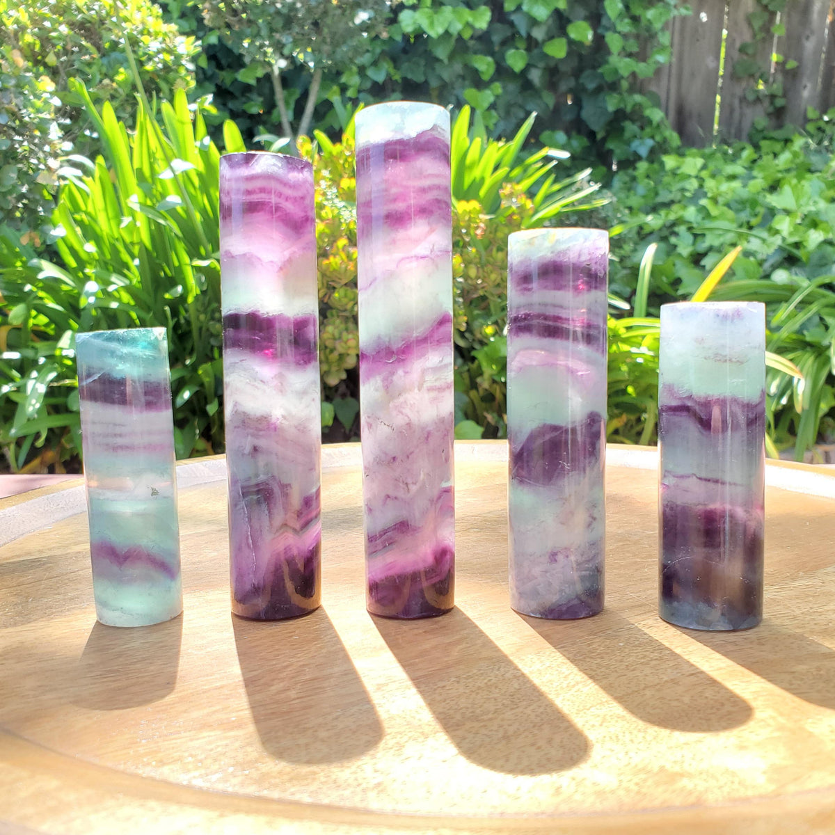 Rainbow Fluorite Harmonizer - Mental Clarity, Balance, Energetic Protection - Cylinder Purple Banded Fluorite Crystal Point Healing Gemstone