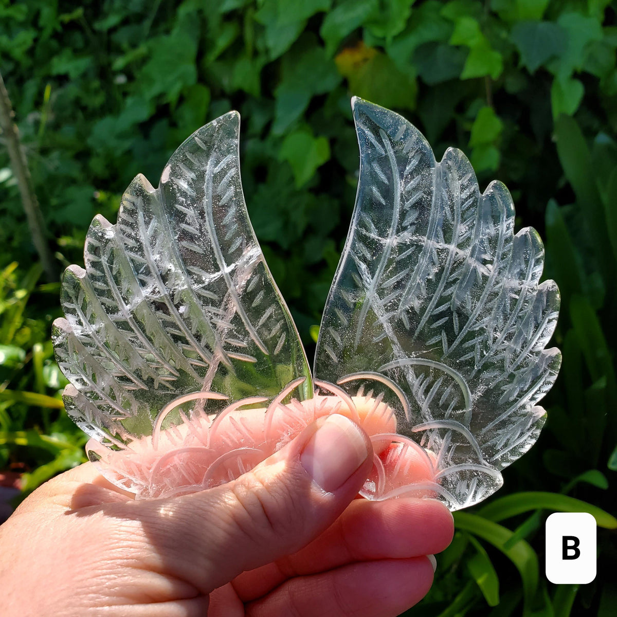 Clear Quartz Angel Wings on Gold Stand - Magnifies Intentions, Energizes Positive, Transmutes Negativity - Quartz Wings Crystal Statement