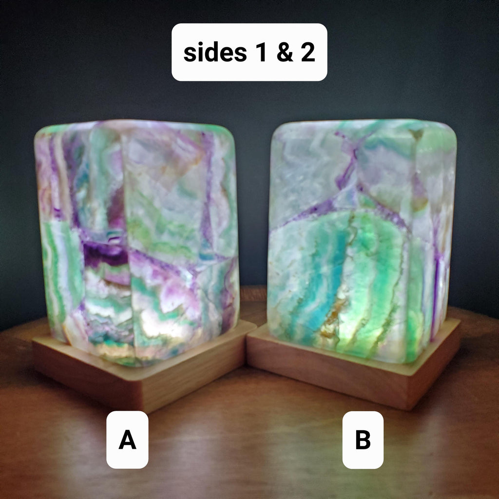 5.5" Beautiful Rainbow Fluorite Lamp - Mental Clarity, Stability, Energetic Protection - Fluorite Accent Light Mood Crystal Lamp Statement