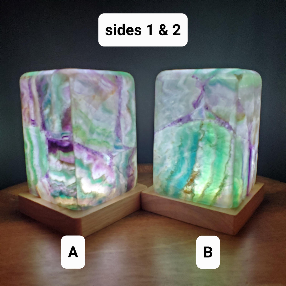5.5" Beautiful Rainbow Fluorite Lamp - Mental Clarity, Stability, Energetic Protection - Fluorite Accent Light Mood Crystal Lamp Statement