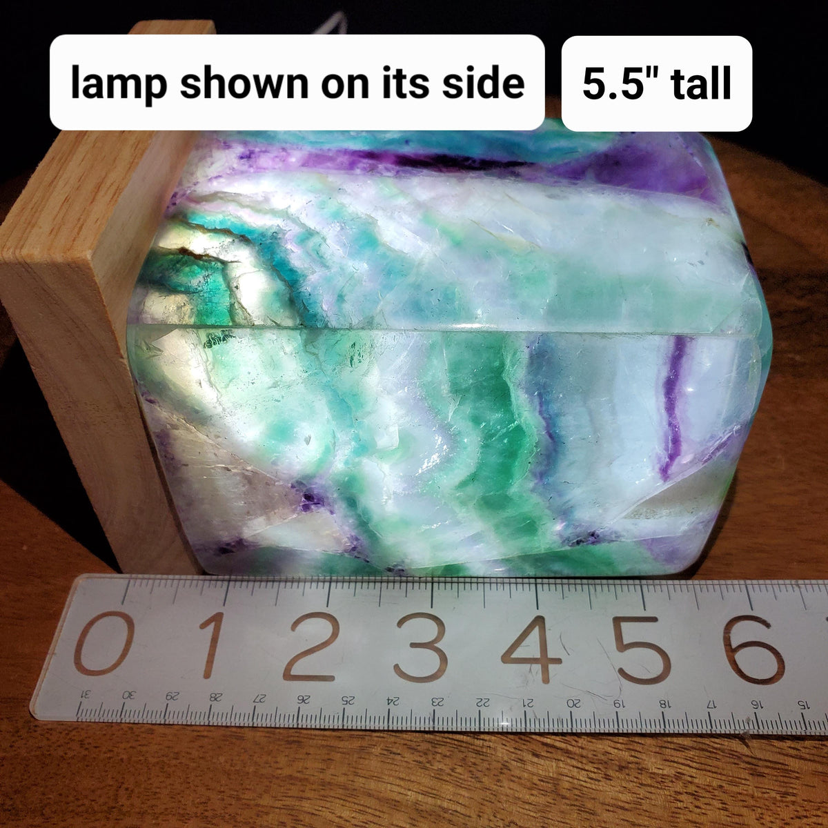 5.5" Beautiful Rainbow Fluorite Lamp - Mental Clarity, Stability, Energetic Protection - Fluorite Accent Light Mood Crystal Lamp Statement