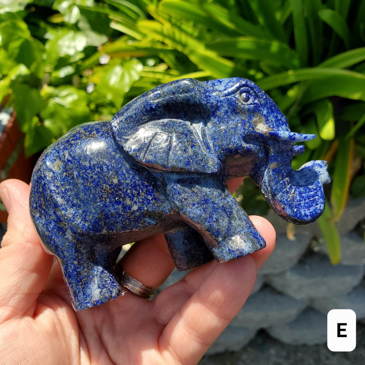 Chunky Lapis Lazuli Elephant - Speak Your Truth, Communication, Personal Power - Lapiz Lazuli Crystal Elephant Statement Stone Display