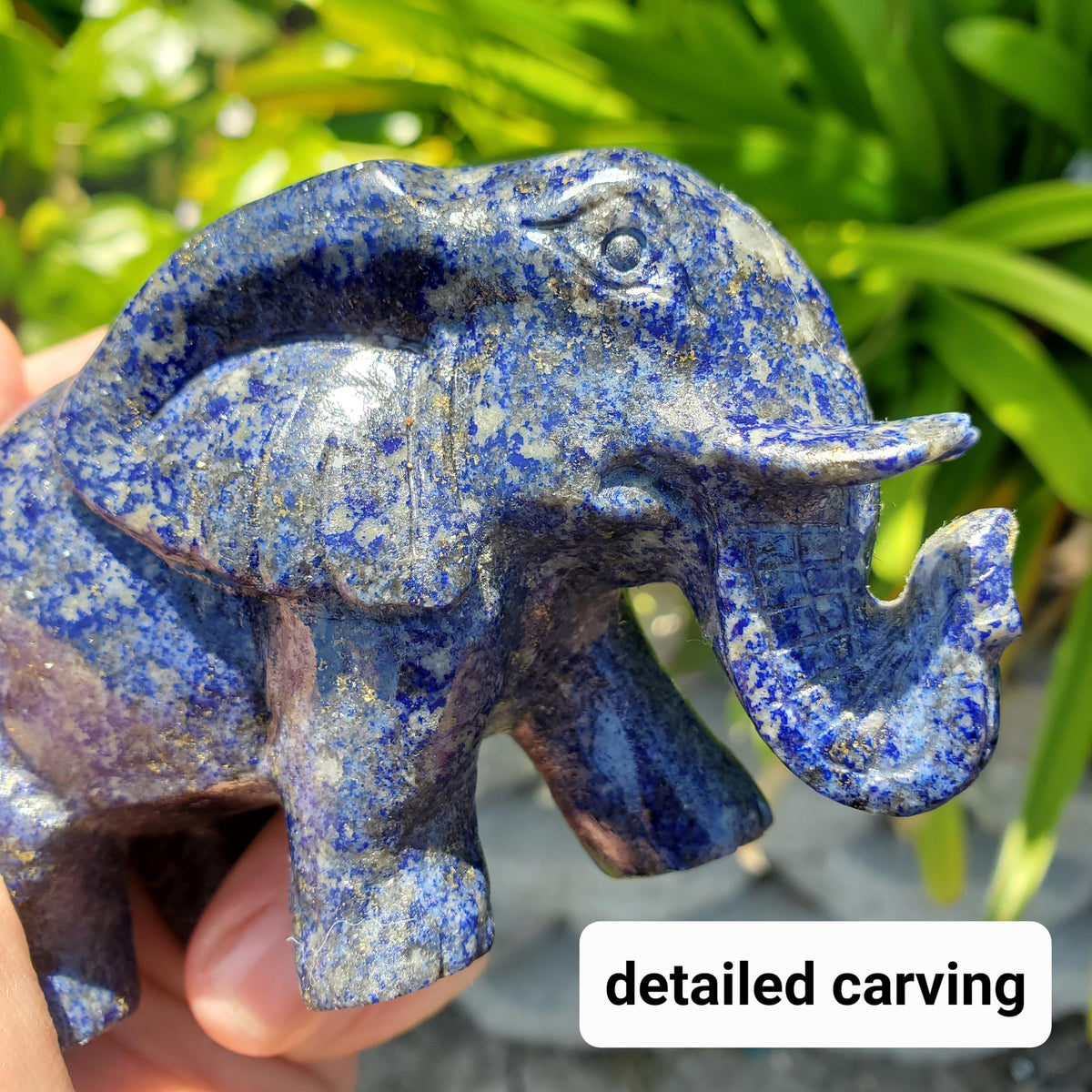 Chunky Lapis Lazuli Elephant - Speak Your Truth, Communication, Personal Power - Lapiz Lazuli Crystal Elephant Statement Stone Display