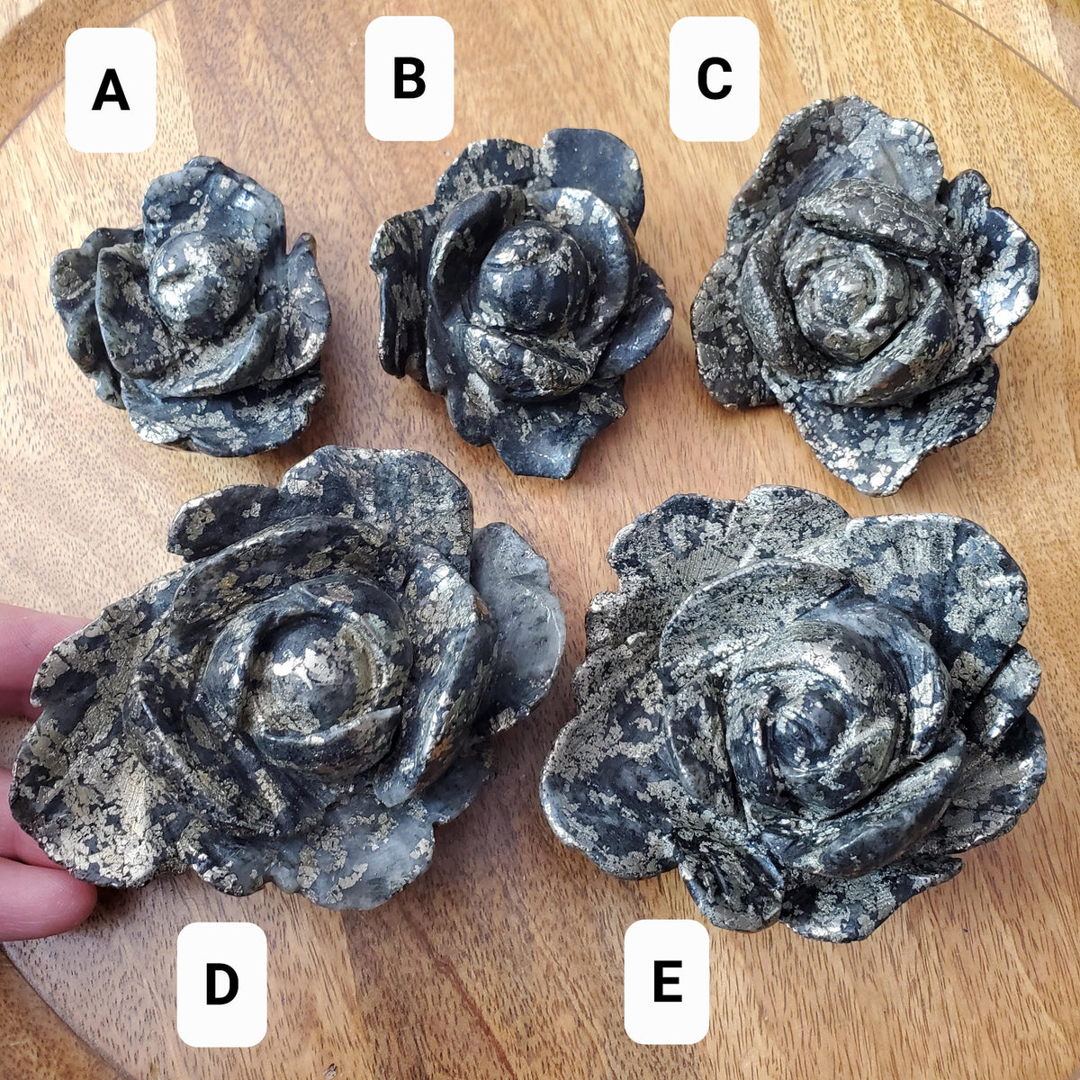 Chunky Pyrite Flower Carving - Blocks Negativity, Boost Personal Power, Helps Manifestations - Pyrite Crystal Rose Healing Gemstone