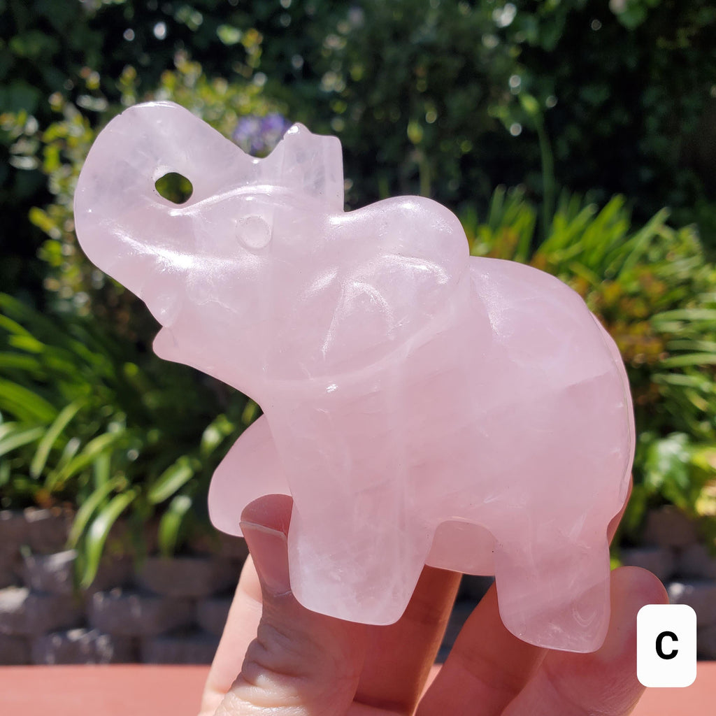 Cute Rose Quartz Elephant - Unconditional Love, Compassion, Forgiveness - Pink Crystal Elephant Healing Crystals Gemstones