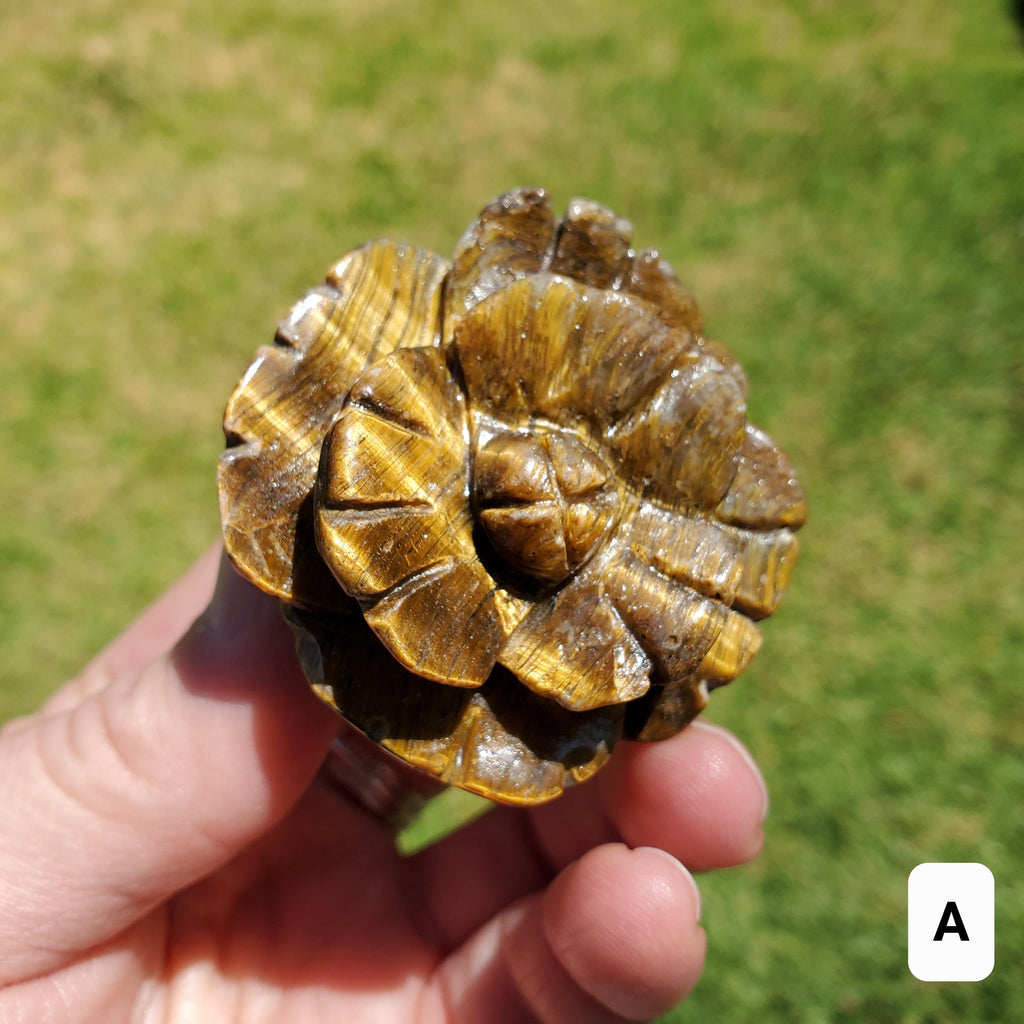 Small Flashy Tiger Eye Flower - Courage, Motivation, Confidence, Grounding, Energetic Protection, Energy - Crystal Rose Healing Gemstones