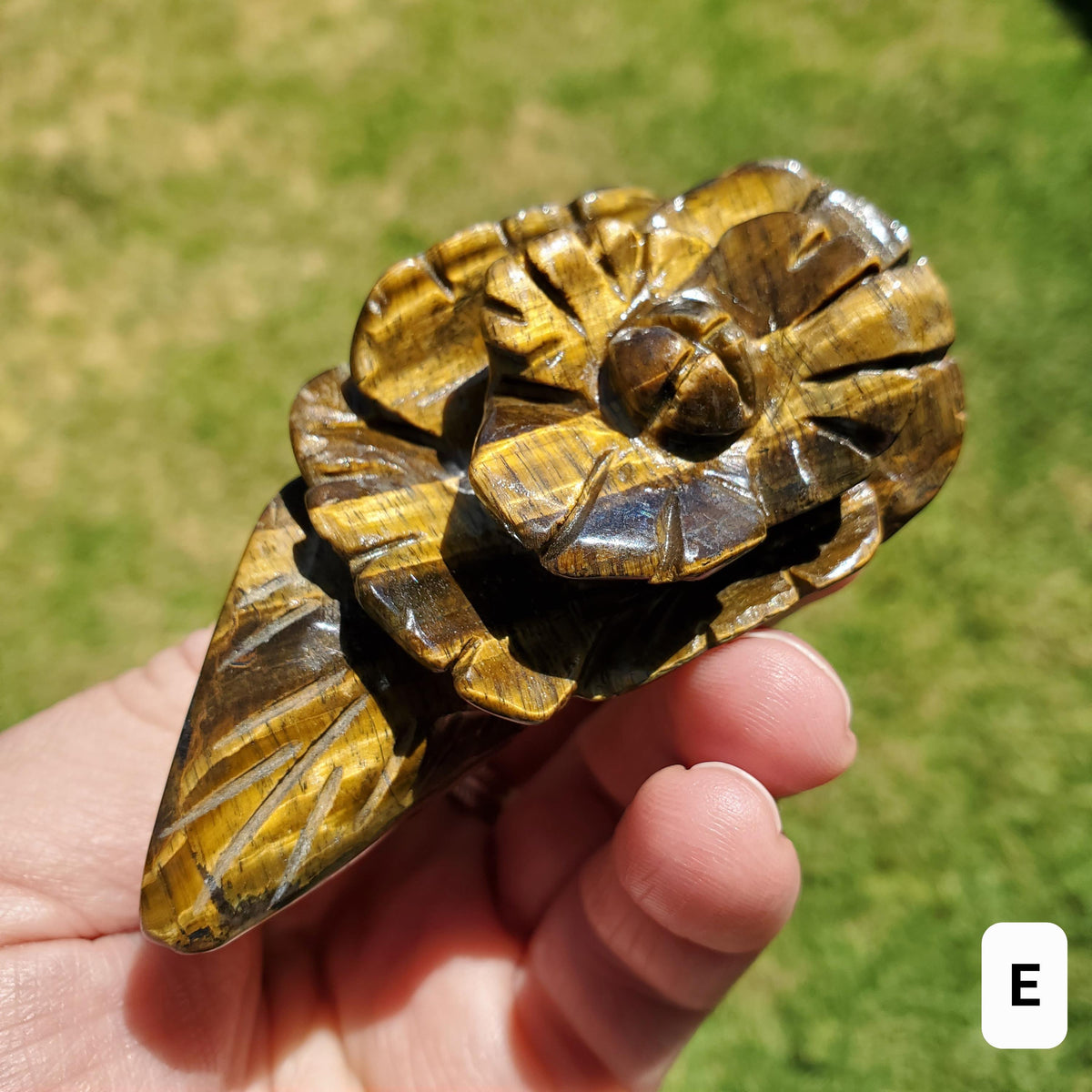 Small Flashy Tiger Eye Flower - Courage, Motivation, Confidence, Grounding, Energetic Protection, Energy - Crystal Rose Healing Gemstones