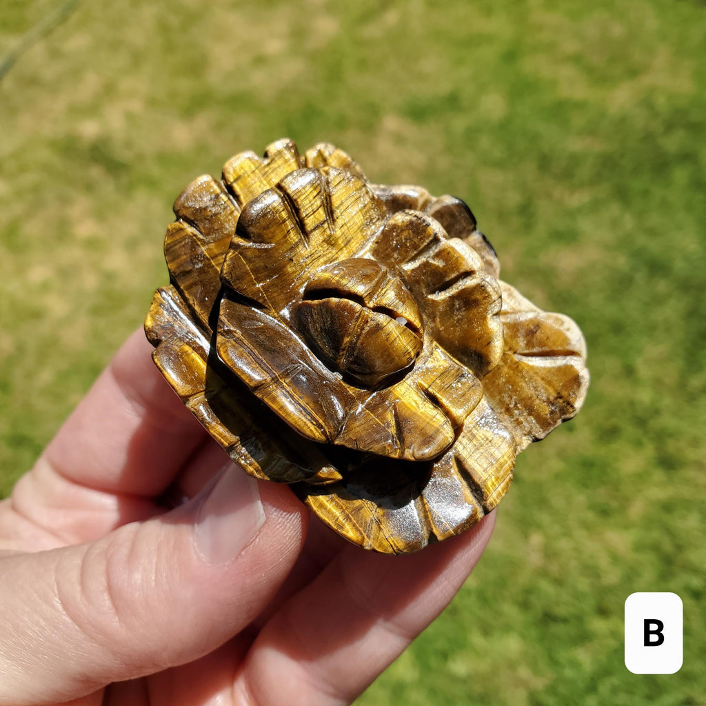 Small Flashy Tiger Eye Flower - Courage, Motivation, Confidence, Grounding, Energetic Protection, Energy - Crystal Rose Healing Gemstones