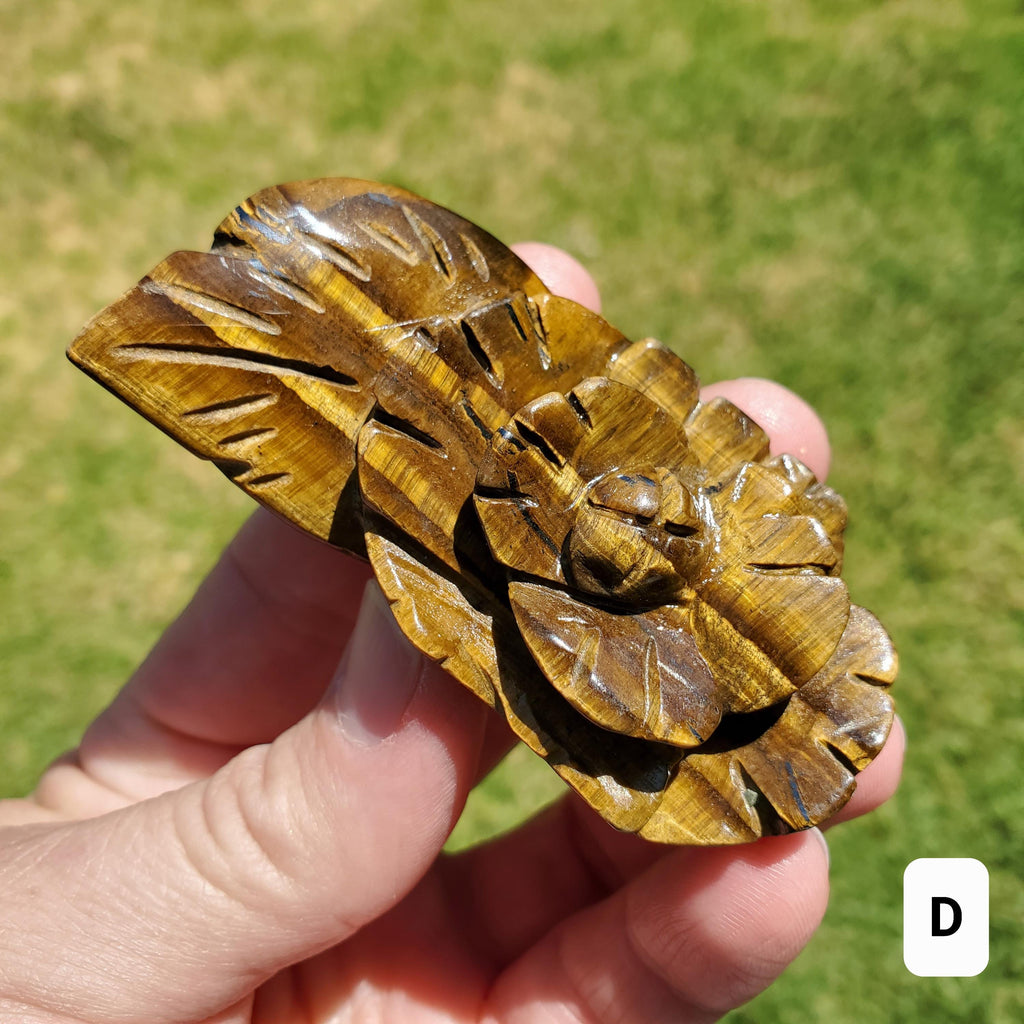 Small Flashy Tiger Eye Flower - Courage, Motivation, Confidence, Grounding, Energetic Protection, Energy - Crystal Rose Healing Gemstones